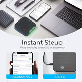 COOLPO Conference Speaker and Microphone, Protable USB C & Bluetooth Speakerphone for Computer, Laptop Speakers with mic, 360° Voice Pickup