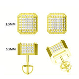 S925 Silver Hip-Hop Style Square Diamond Unique Stud Earrings