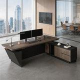 SAINTCY Professional Executive Desk with Privacy Panel & Drawers