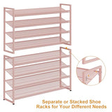 NEYCIL Large Shoe Rack 8 Tier Shoe Organizer, Heavy Duty Metal 4-Tier Stackable Shoe Storage Vertical Shoe Rack for Closet Front Door Entrance, Up to 50 Pairs, 44.8" W x 11.4" D x 56.7" H, Pink