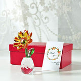 H&D Crystal Sunflower Figurine Ornament Glass Flowers Paperweight Lady Gift Birthday Party Table Decor