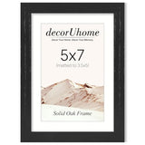 decorUhome Solid Oak Wood 5x7 Picture Frame, Display Pictures 4x6 with Mat or 5x7 without Mat, Wall & Tabletop Display Photo Frame, Black, 1 Pack
