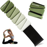 BECOJADDE Ankle Weights for Women Wrist Weights Set of 2 (1 lb Each) Adjustable Arm Leg Weight for Womens Men, Gradient Green