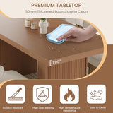 70.8" Dining Table for 6 8 10, Modern Dining Room Table with Storage, Wood Kitchen Table with Fluted Legs, Dinner
