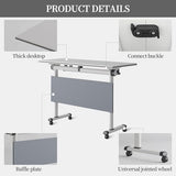 AYMIXEM White Modern Conference Table with Silent Rolling Wheels Executive Desk