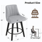 REONEY Counter Height Swivel Bar Stools, 24" Upholstered Barstools Set of 3