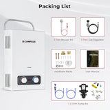 CAMPLUX 1.58 GPM Portable Tankless Water Heater with Water Pump Kit, Propane Water Heater Outdoor with 1.2 GPM Pump, 41,000 BTU, BD158P43