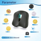 Memory Foam Seat Chair Cushion for Relieves Back Sciatica Pain Tailbone Pain Coccyx Degenerating Disc Orthopedic (Dark Gray)