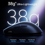 ATK Blazing Sky F1 V2 Ultra Max Wireless Gaming Mouse, PAW3395 Ultra Sensor, DPI up to 30,000, 54g Lightweight, 600 Hr Battery Life, All-New Nano Coating, Tri-Mode 2.4G/Bluetooth/Wired - White