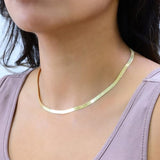 Nuragold 10K Real Yellow Gold Herringbone Chain Flexible Necklace