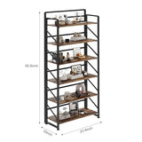 JSB No Assembly Folding Bookshelf, 6 Tier Industrial Metal Book Shelf for Storage
