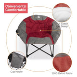 Northroad Folding Compact Camping Moon Chair, Outdoor Padded Saucer Round Chair w/Cup Holder Supports up to 300 lbs for Beach Hiking Fishing Picnic Lawn,Red