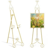 Gold Easel Stand for Sign, Adjustable Display Easel Stand with Chain Support