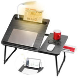 Plus XL Adjustable Laptop Desk with Light, USB Port, iPad Holder, Drawer Storage - Larger 23.6IN Adjustable Lap Desk for Bed