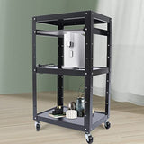 Steel AV Cart on Wheels with Pull-Out Keyboard Tray, 4-Tier Height Adjustable Rolling Media Cart