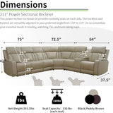 Recliner Sofa Sectional Sofa with LED Light for Living Room, Air Leather Reclining Corner Sectional Sofa Set, Cup Holder