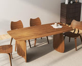 70 Inch Large Dining Table for 6-8 People, Solid Wood Kitchen Table with Curved Wooden Legs