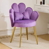 VINGLI Petal Makeup Vanity Chair with Back,Flower Cute Girls Desk Chair Comfy No Wheels
