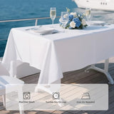 WIGENIUS 2 Pack Faux Linen White Tablecloth Rectangle 60 x 102 Inches Waterproof Table Cloths Fit 6 FT Tables - Polyester White Table Cloth for Wedding, Banquet & Party Events | Hemmed Edges