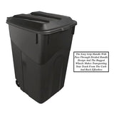 2 PCS 45 Gallon Heavy Duty Plastic Garbage Cans Trash Cans Rubbish Bin Attached Lid 2 Built in Rugged Wheels Easy Grip Handle