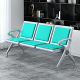 3-Seat Waiting Room Bench - PU Leather Waiting Room Chairs with Arms Airport Reception Bench,