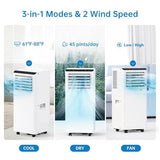 8,000 BTU Portable Air Conditioner, AC Unit Portable for Room up to 350 sq.ft, with Cools/Fan/Dehumidifier, Remote Control, 24H Timer, Bedroom Apartments Office