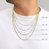 Nuragold 10K Real Yellow Gold Cuban Curb Solid Italian Link Chain Necklace