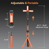 Dimgogo Rechargeable Camping Light with Stand 7ft Max Height, 15000mAh Portable Cordless LED Work Light, 5500 Lumen 6500/4500/3500K Dimmable Emergency Flashlight with Detachable Tripod, Orange