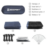 Bessport Camping Tent for 3 Person, Lightweight Backpacking Tent Waterproof Windproof Two Doors Easy Setup Double Layer Outdoor Tents for 3 to 4 Seasons, Suitable for Outdoor,Hiking,Camping
