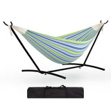 Garvee Instant Setup Hammock with Reinforced Steel Frame, Portable Outdoor Hammocks for Garden Camping, Heavy Duty Garden Yard Outdoor 350 LBS Capacity, Blue Green Stripes