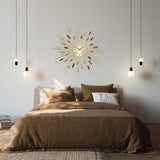 PSYCHE GOD 24" Large Sunburst Wall Clock, Modern Metal Decorative Clock, Silent Non‑Ticking Battery Powered, Mid‑Century Starburst Art Decor for Living Room Bedroom Office Home
