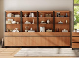 WAMPAT 4 PCS Modern 72" Tall Bookshelf with Metal Base and Adjustable