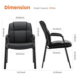 Sweetcrispy Waiting Room Chairs, PU Leather Big and Tall No Wheels Executive Office Chair with Padded Arms