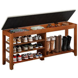 FAGAGA Shoe Bench with Flip-Top Storage, Solid Wood Entryway Bench with Cushion, Adjustable Shelf, Shoe Rack Front Door Entrance Organizer for Hallway, Living Room, Mudroom (Beige, 47.2" L)