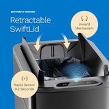 hOmeLabs - 13 Gallon Kitchen Trash Can - Retractable Automatic Sensor Butterfly Lid, Space-Saving Design, Easy to Clean - Dark Stainless Steel