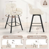 LUE BONA 26" Swivel Bar Stools Set of 4, Counter Height Bar Stools with Backrest and Arms