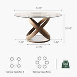 POVISON 51" Modern Round Dining Table, Glass Round Kitchen Table for 4
