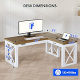 FLEXISPOT L-Shaped Executive Electric StaL-Shaped Executive Electric Standing Desk, 62"x48" Wood Farmhouse Home Officending Desk, 62"x48" Wood Farmhouse Home Office Height Adjustable Corner Desk with Drawer (3 Packages)