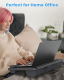 Portable Lap Desk, Laptop Stand for Bed with Soft Wrist Rest, Tablet/Phone Slot, Fabric Handle