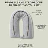 Dot&Dot Twist Memory Foam Travel Pillow, Bendable Neck Pillow for Airplane, Car and Home, 26-Inch Adjustable Roll with Washable Cotton Cover, Gray
