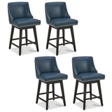 CHITA 26" Counter Height Swivel Bar Stools, Blue Faux Leather, 4-Pack