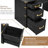 Merax 70" Extra-Large Classic and Traditional Executive Desk with Metal Edge Trim,Writing Desk with 2 File Drawers