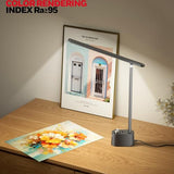 Honeywell Upgraded LED Desk Lamp - H01 Pro Sunturalux™ Foldable Desk Light with USB A+C Charging Ports (Black)