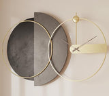 PSYCHE GOD Large Gold Mid Century Modern Wall Clock 43"x27.5", Silent Non-Ticking Round Metal Decorative Clock for Living Room Bedroom