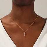 Carffordo 16K Gold Plated Cross Necklace for Women, Cubic Zirconia Necklace