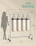 SONGMICS Clothes Rack with Wheels, Heavy-Duty Garment Rack with Extendable Hanging Rod, 286.6 lb Load Capacity, Silver UHSR11S