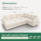 HONBAY Corduroy Sectional Sleeper Sofa with Pull Out Bed