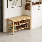 latifolia Shoe Rack Bench, 3-Tier Bamboo Shoe Bench with Breathable Rattan Seat Cushion, Shoe Storage Rack for Entryway(Nature,23.62''L)