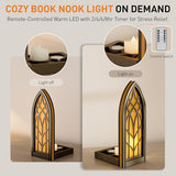 Wnsamodyy Solid Wood Fantasy Book Nook Shelf Insert - Handcrafted Bookends with Remote Control & Timer, Magical Moroccan Bookshelf Decor Night Light, Unique Gifts for Book Lovers Readers