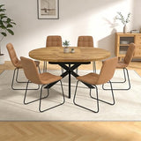 7-Piece Extendable Round Dining Table with Chairs Set for 6, 43"-59" Kitchen Dining Table